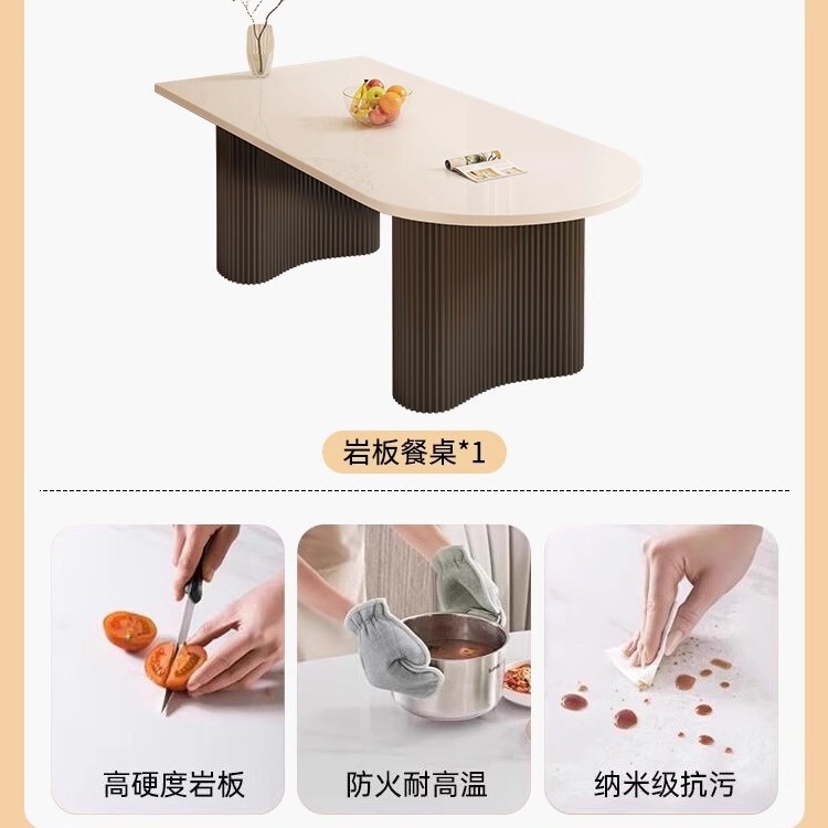 家庭用スレートダイニングテーブル、軽くて豪華でシンプルな長方形のダイニングルームアイランド、大理石のダイニングテーブルと椅子の組み合わせ|undefined