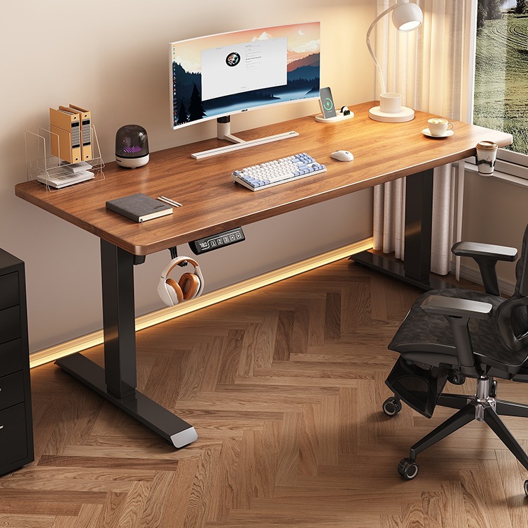 Solid Wood Electric Lift Table Smart Computer Table Liftable E-Sports Table Home Study Office Desk Workbench