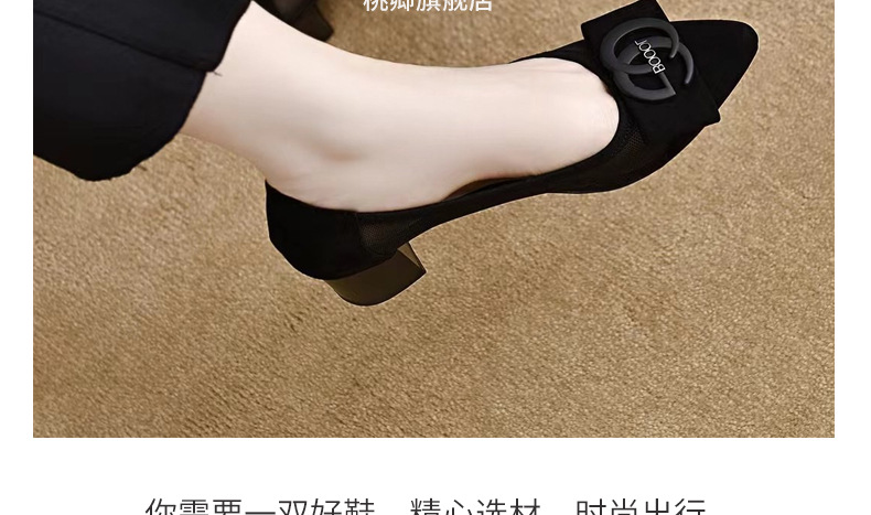 Giày sandal nữ mũi nhọn gót thấp 5 cm, da lưới thoáng khí, bít mũi hở gót — Chiều cao gót 5 cm chi tiết 21