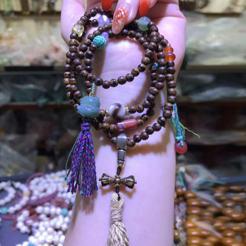 Live Stream Wholesalers: Agarwood Beads Bracelet Tibetan Style Tsemche Accessories Bracelet Decorative Antique Beads for Women and Men