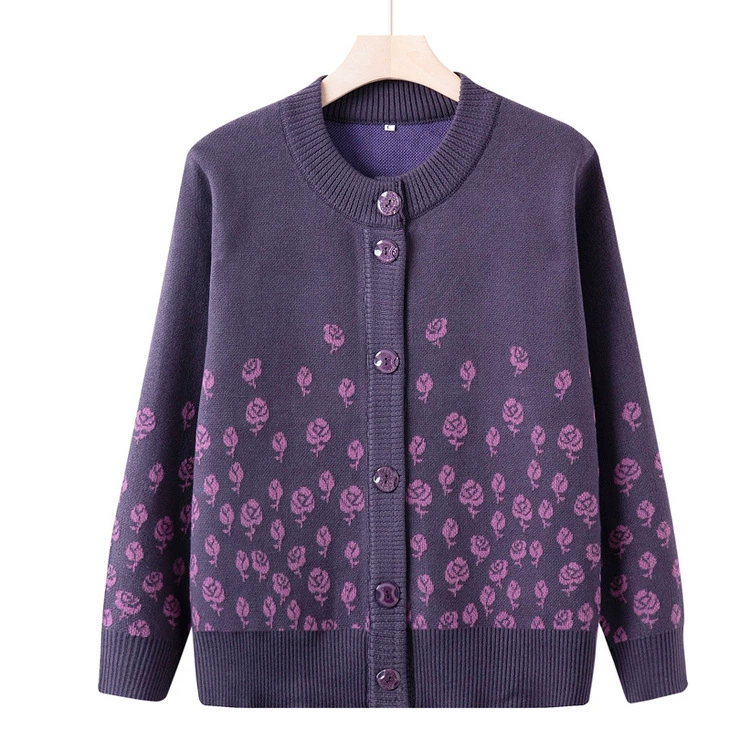 Люди среднего и пожилого возраста осенняя шерстяная вязаная свитер бабушки иностранные свитера мама наряд старухи толстый кардиган куртка