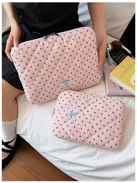 14inch Computer Bag Korean Polka Dot Japanese Style Girl's Inner Bag 11inch Large Capacity Tablet iPad Storage Bag Cross-Border