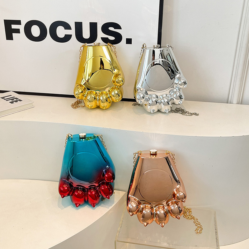 2025 Cross-Border New Women's Bag New European and American Bear Paw Handbag Acrylic Fashion Dinner Bag Single Shoulder Crossbody Bag