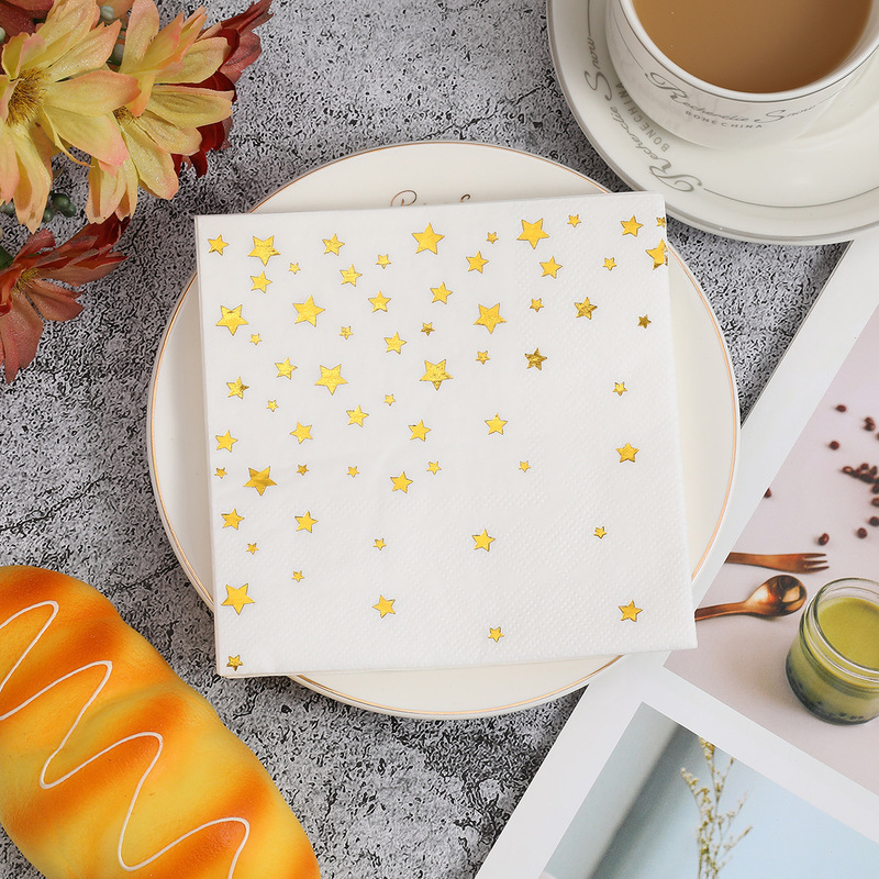 Star Hot Stamping High-End Pure Color Napkin Anniversary Birthday Party Party Restaurant Special Disposable Napkin Star Hot Stamping High-End Pure Color Napkin Anniversary Birthday Party Party Restaurant Special Disposable Napkin