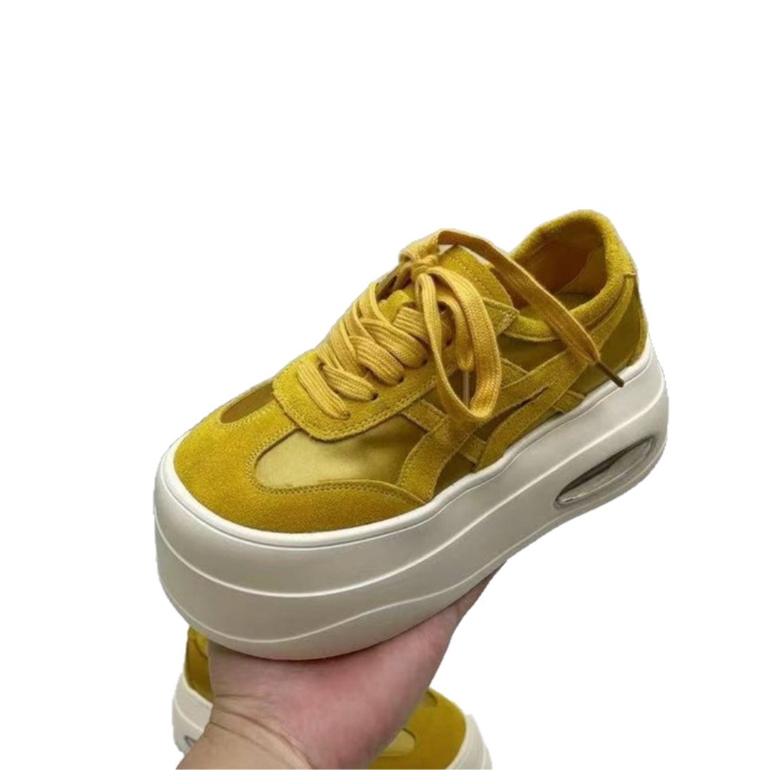 2025年春の新作厚底レースアップ無地多用途カジュアルスポーツシューズ外国貿易クロスボーダー