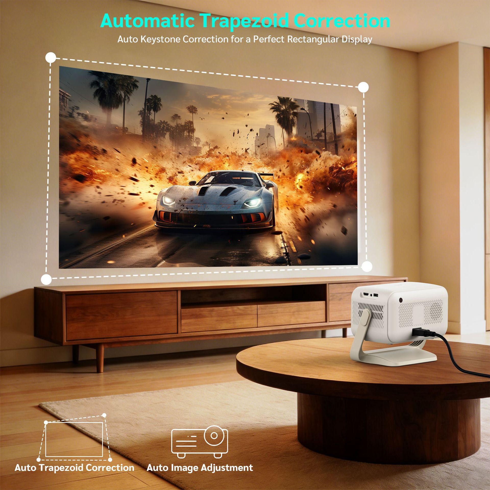 1080P Auto Focus Portable Smart Projector Android Home Theater Cross-border Best-selling High Definition 400 Lumens