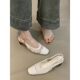 French Style Gentle Evening Breeze Toe Baule Mesh Woven Empty Sandals Women's Spring and Summer High Heels Women's Chunky Heels