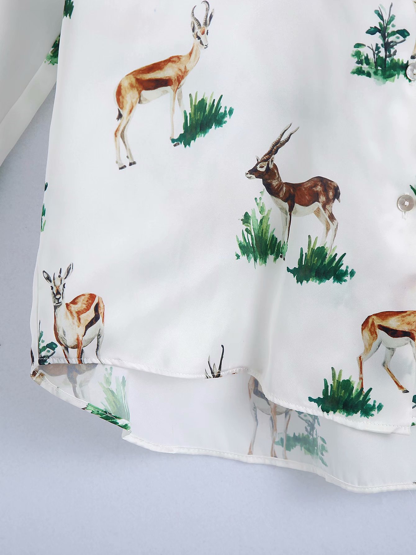 printed silk satin texture blouse NSAM22466