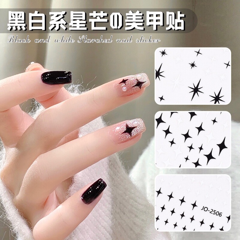 Black and White Nail Art Sticker Star Mansion Pentagonal Star Love Bow Nail Decoration Sticker Small Pattern Internet Celebrous Explosions Black and White Nail Art Sticker Star Mansion Pentagonal Star Love Bow Nail Decoration Sticker Small Pattern Internet Celebrous Explosions