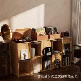 木质唱片收纳盒黑胶唱片光盘收纳盒家用书籍玩具筐杂志储物架