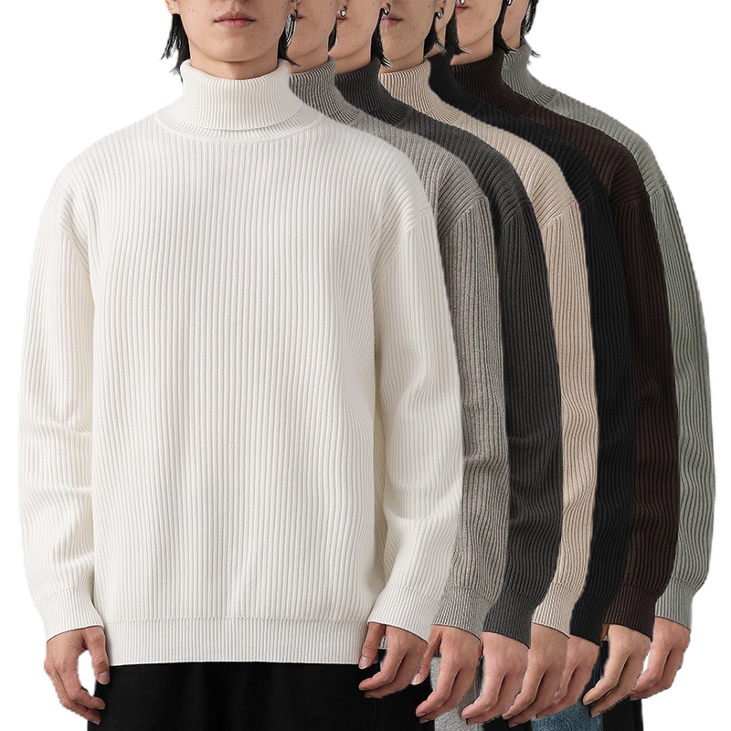 Cross-Border Popular European Size Large Size Turtleneck Sweater Men's Solid Color Suit Inner Business Base Factory Wholesale