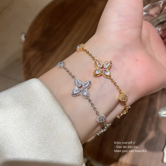 真金メッキジルコン芒星花ブレスレットシンプルで贅沢な風の新しいブレスレットネット赤高級感洗練された手飾り