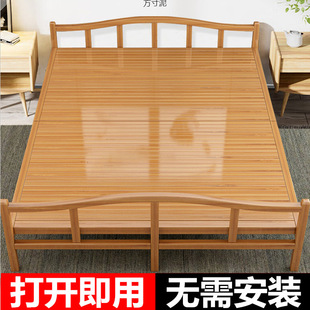 Bamboo Bed Foldable Bed Single Double Simple Household Adult Lunch Break Nap Rental House Bamboo Hard Board Solid Wood Bed