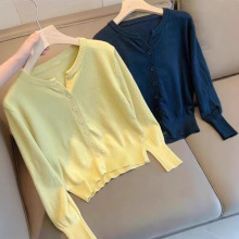 韩版针织开衫小外套女薄款2025春夏气质减龄毛衣外搭显瘦短款上衣