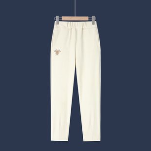 A generation of middle-aged and elderly mothers elastic high waist Harlan pants spring new straight pants loose slim casual pants