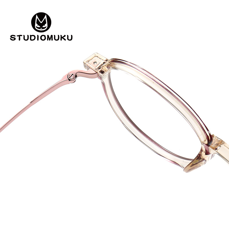 STUDIOMUKU gafas frescas de madera marco redondo gafas ovaladas marco decorativo gafas de titanio puro marco