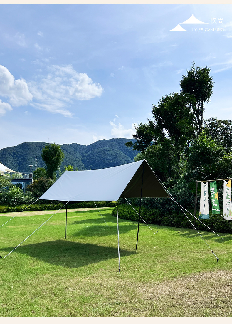 420D Titanium Black Glue Outdoor Hexagonal Square Canopy Tent Sun Protection and Rain Protection Portable Sunshade Camping Style Picnic Portable