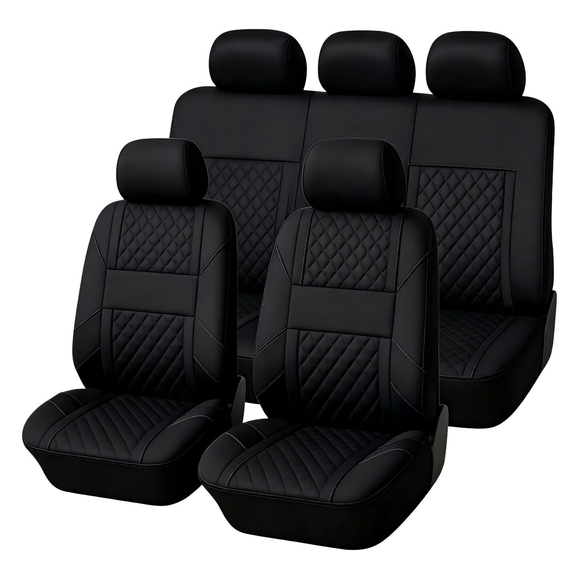 Manufacturer's universal car seat cover 3D horizontal stripe diamond pattern 9-piece set for five seats, suitable for cross-border e-commerce platforms like TEMU and Amazon