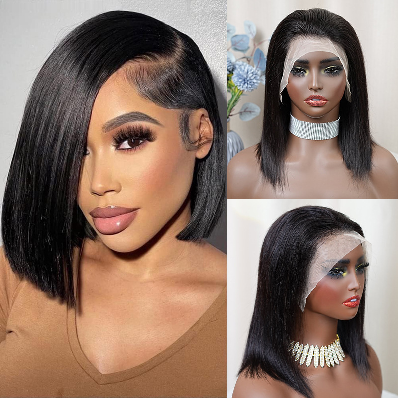13*4 Real Hair Lace Wig Set BOBO Head High-end Natural Comfortable Breathable Hot Sale Wholesale Offer