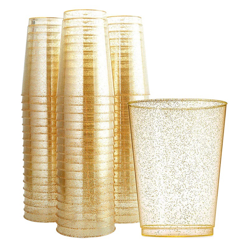 16oz polvo de oro taza desechable copa de vino extranjero taza de comida occidental helado copa de vino copa de champán vaso de plástico