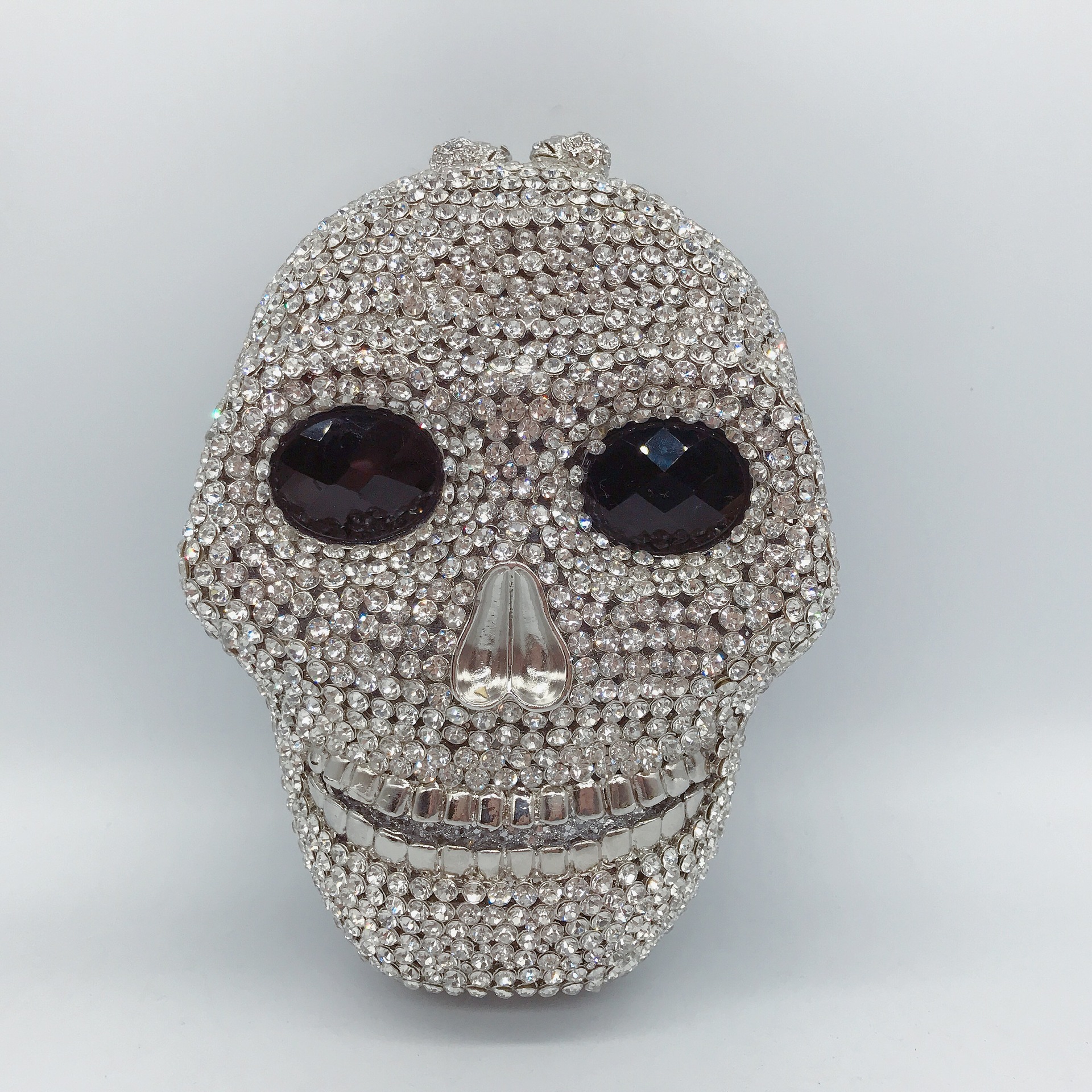 Bolsa de piedra calavera con diamantes bolsas de cena calavera de Halloween bolsas de diamantes de metal