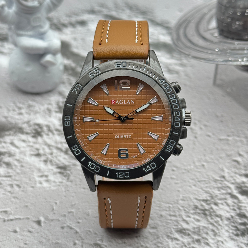 国境を越えた対外貿易の爆発的なファッショントレンドカジュアルビジネス石英時計男性ベルト針ボタン大文字盤腕時計卸売り