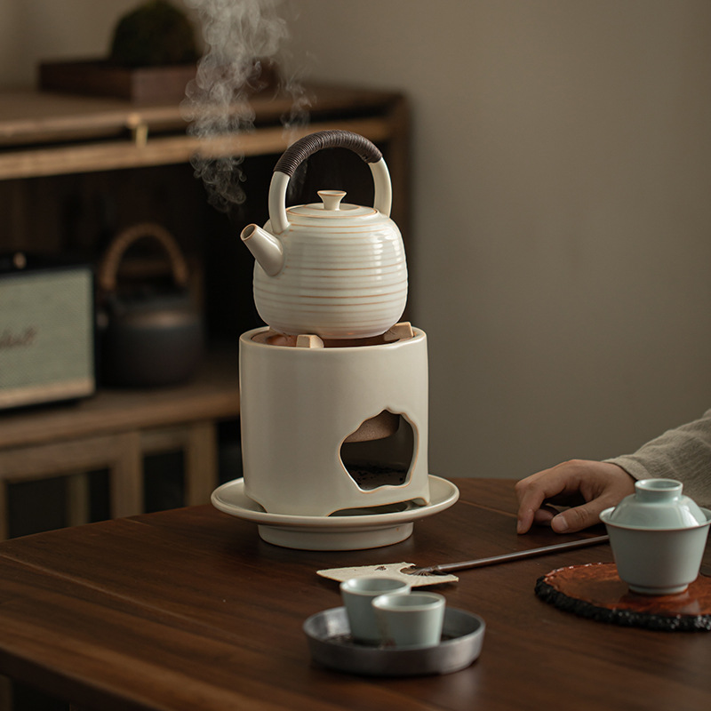 围炉煮茶的壶陶壶炭炉一整套炭火陶炉家用户外烤茶炉煮茶壶侧把壶