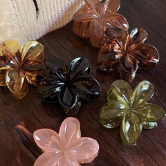 跨境复古果冻鸡蛋花抓夹六件套装后脑勺盘发夹鲨鱼夹发爪发卡发饰