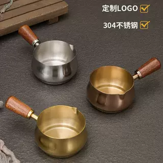 304不锈钢酱汁杯木柄把手蘸料碟西餐厅牛排酱料杯番茄酱杯调料碗