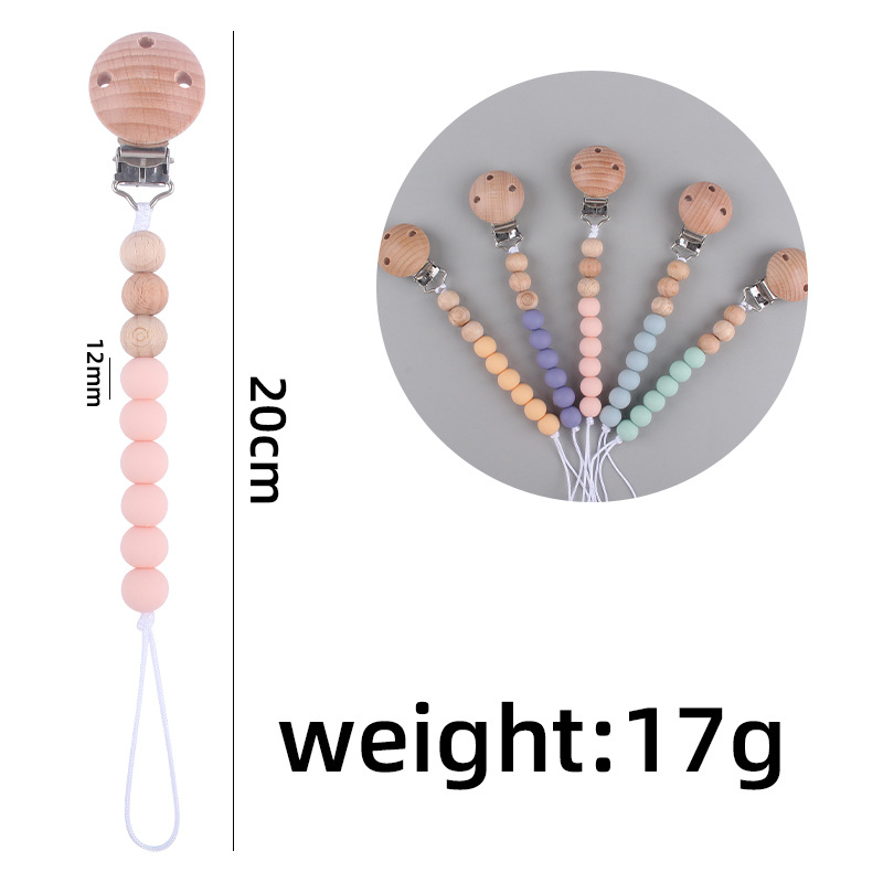 Suministros para bebés de haya clip redondo pezón cadena calmante bebé cuentas de silicona Cuentas de haya cadena anti-caída AliExpress Nuevo