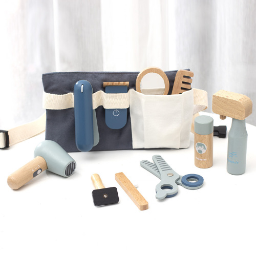 Children's simulated wooden fun makeup and hairdressing bag play house role-playing hairdressing set educational toy