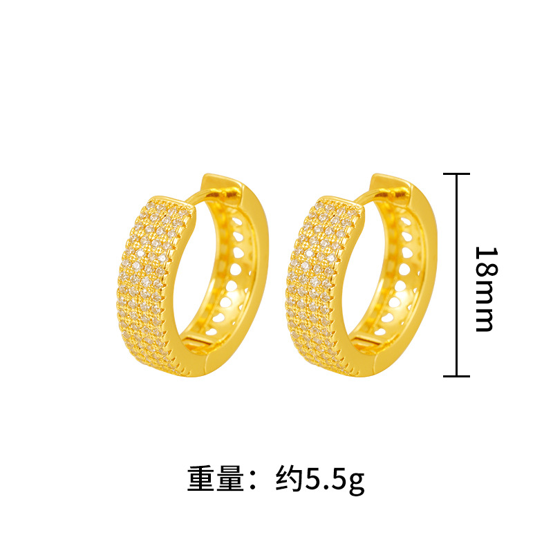 2023 nueva moda llena de diamantes con incrustaciones de ZIRCON pendientes de las mujeres personalizadas todo partido geométrico pendientes redondos de moda al por mayor