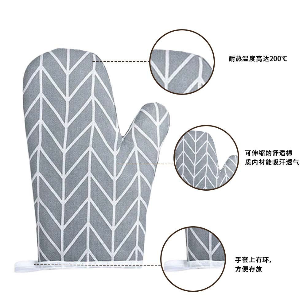 Guantes de cocción de algodón y lino guantes de microondas guantes de aislamiento térmico guantes de horno gruesos guantes resistentes a altas temperaturas guantes a prueba de quemaduras