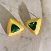 Design earrings, advanced green silver needle, fashionable brand accessory, high-quality style, wholesale