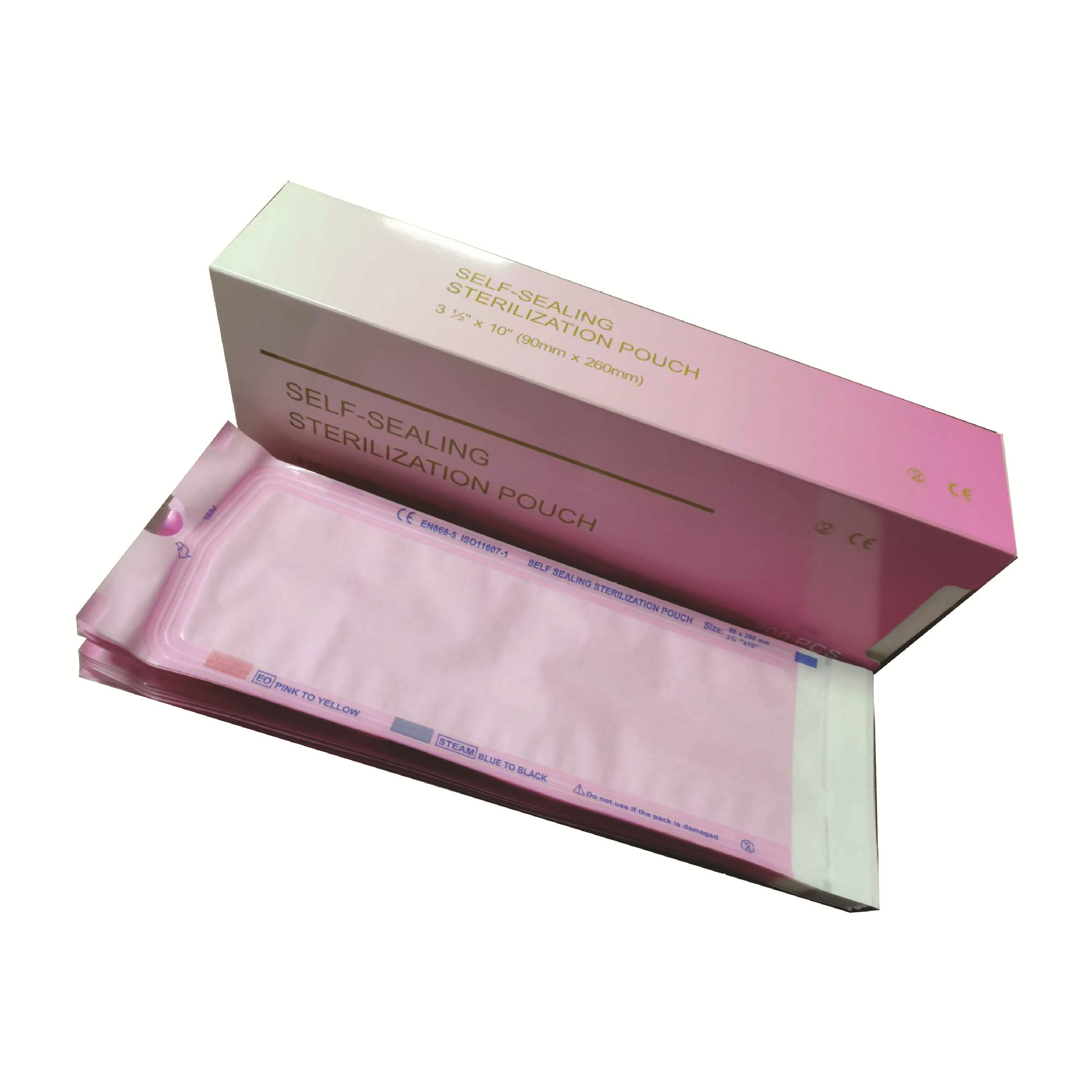 粉色膜美甲自封灭菌袋牙科耗材高温灭菌消毒袋纸塑袋高温灭菌专用