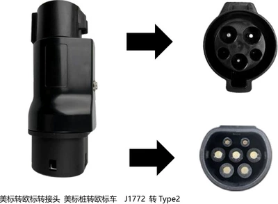 EV şarj adapterləri Standard/American Standard/Conversion Adapter, Portable for - us-to-european-type1-to-type2