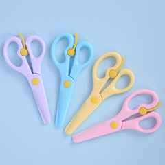 Plastic macaron-colored scissors for children's handicraft office supplies, non-slip paper cutting scissors for kindergarten use