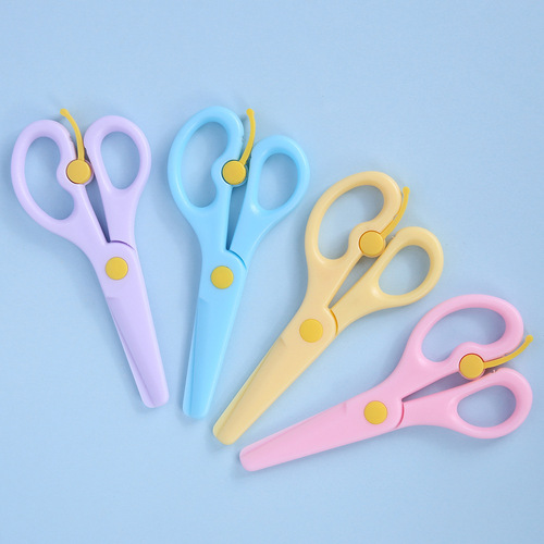 Plastic macaron-colored scissors for children's handicraft office supplies, non-slip paper cutting scissors for kindergarten use