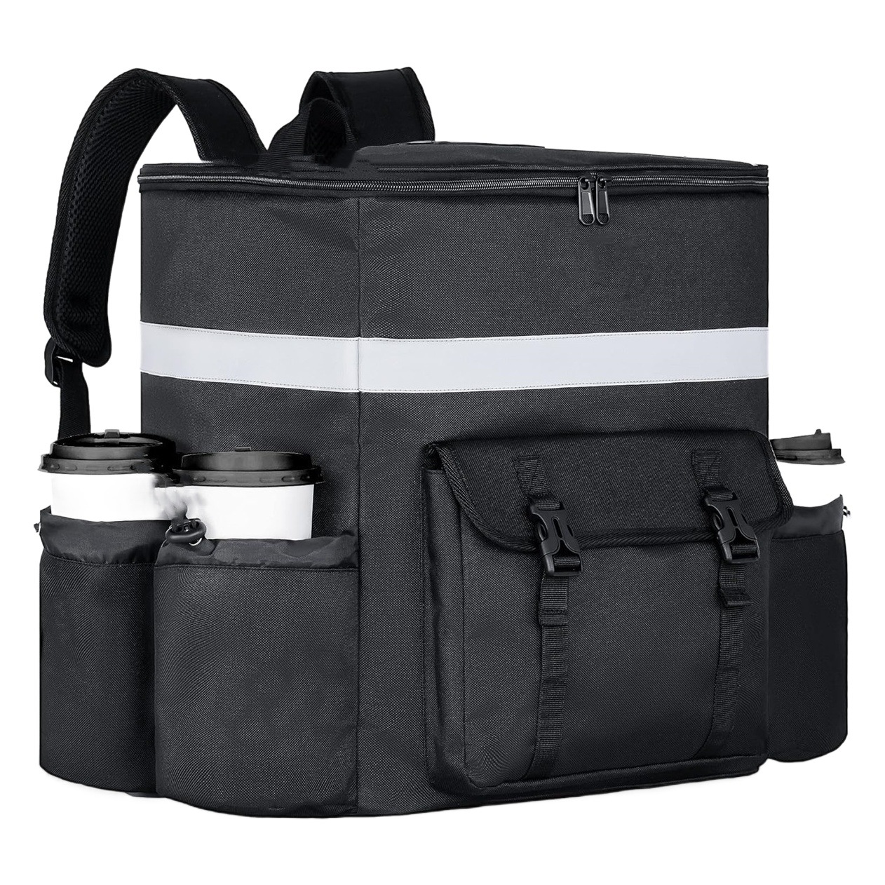 Fábrica en stock de doble hombro para llevar incubadora de gran capacidad para llevar mochila portátil engrosada papel de aluminio plegable bolsa de entrega de comida