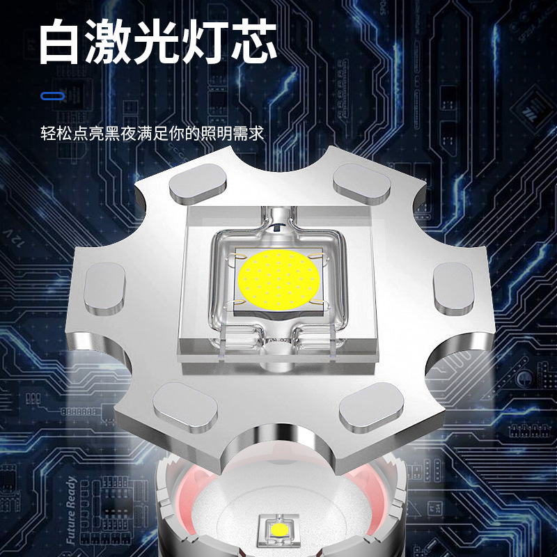 Nueva linterna láser de alta potencia remoto telescópico zoom linterna cola LCD pantalla eléctrica TypeC carga rápida