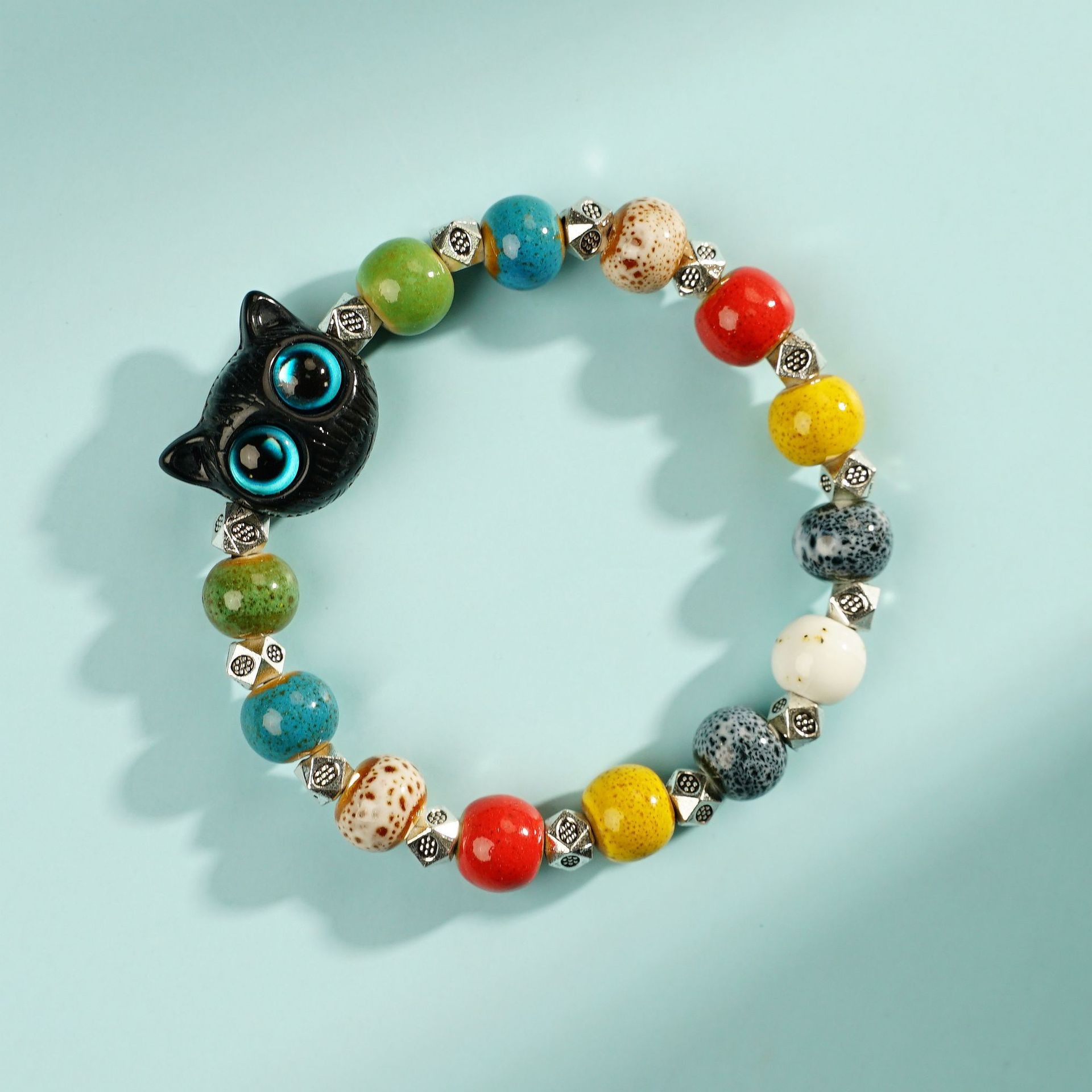 Jingdezhen pulsera de cerámica de verano mujer alta sensación galletas serie de gatos nicho diseño universal pulsera alta sensación