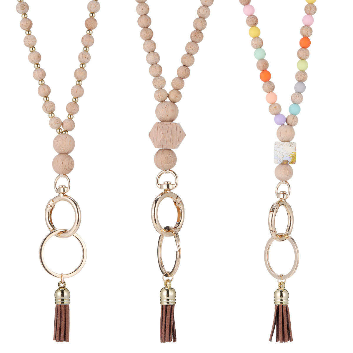 Wood, Metal Material Casual Pastoral Multicolor Wood Metal Unisex Lanyard Keychain