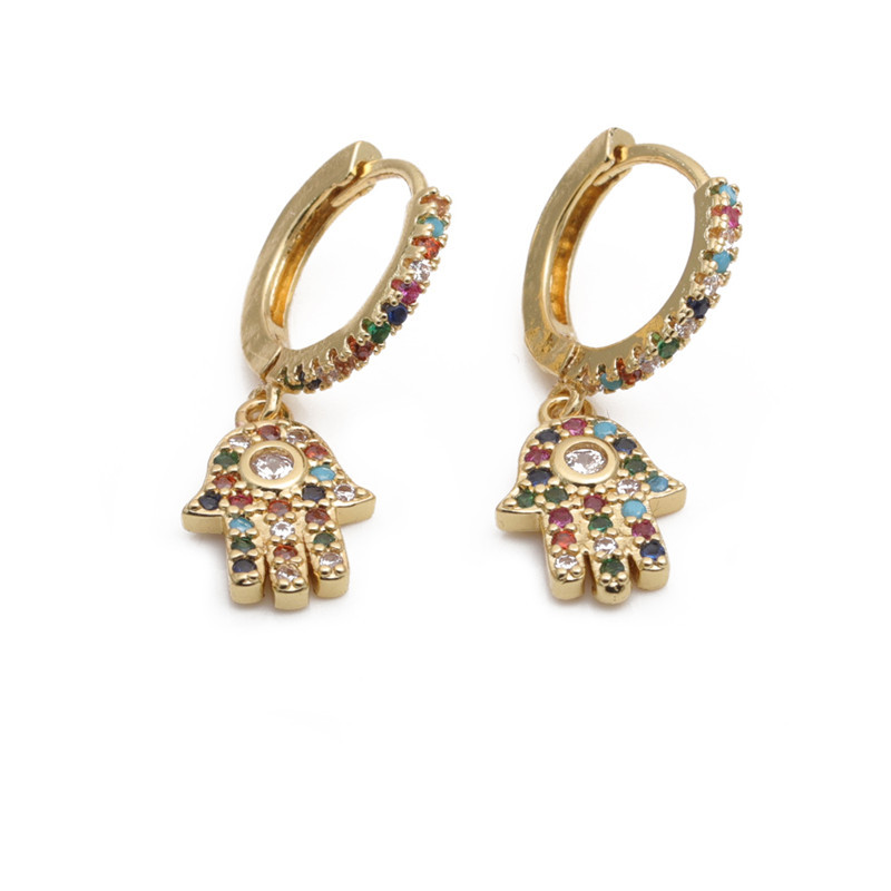 Boucles D&#39;oreilles Oeil De Démon Zircon Coloré Avec Cercle Incrusté De Mode Micro display picture 4