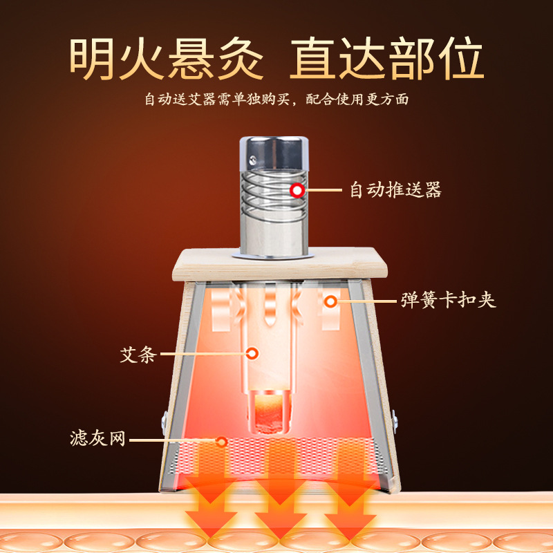Wooden Moxibustion Box 6 Hole Oak Portable Moxa Burner with Acupoint Chart for Home Full Body Use quality and texture