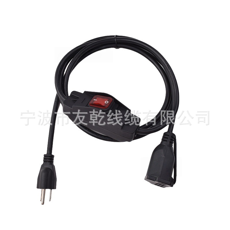 美式美标带防水开关1875W 重型短延长线黑色延长线 14AWG带认证