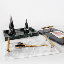 北欧简约风天然大理石托盘展示盘首饰收纳盘 卫浴室置物甜品盘子