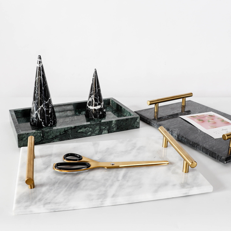 Scandinavian Simple Style Natural Marble Tray Display Plate Jewelry Storage Tray Bathroom Storage Dessert Plate