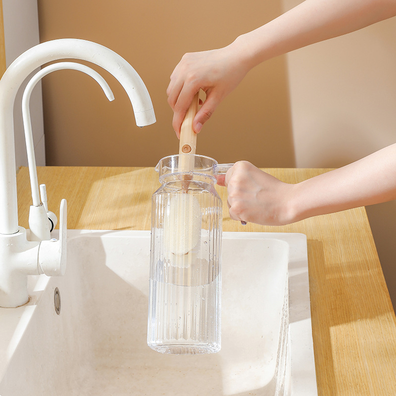 Cepillo de taza de limpieza para el hogar simple de estilo nórdico, almacenamiento de suspensión, manchas de limpieza suaves y duras, cepillo de taza de mango largo al por mayor