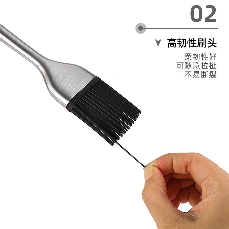 卸売シリコンブラシ毛ステンレス鋼バーベキューブラシBBQブラシベーキングオイルブラシフック付き食品グレード鉄板焼きロングタイプ|undefined