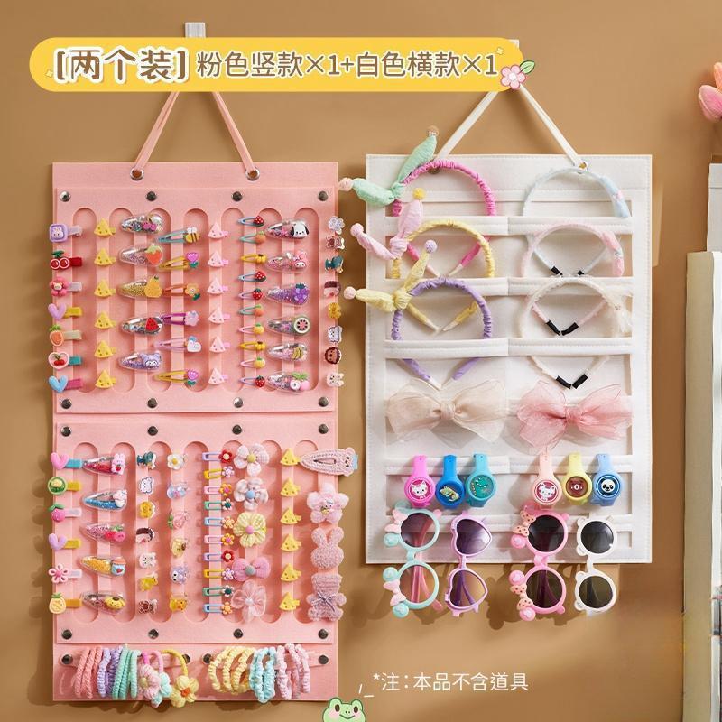 子供用ヘアピン収納ラック壁掛けヘアロープゴムバンド女の子ヘアバンドヘアピンヘアアクセサリージュエリーボックス壁掛けバッグ|undefined